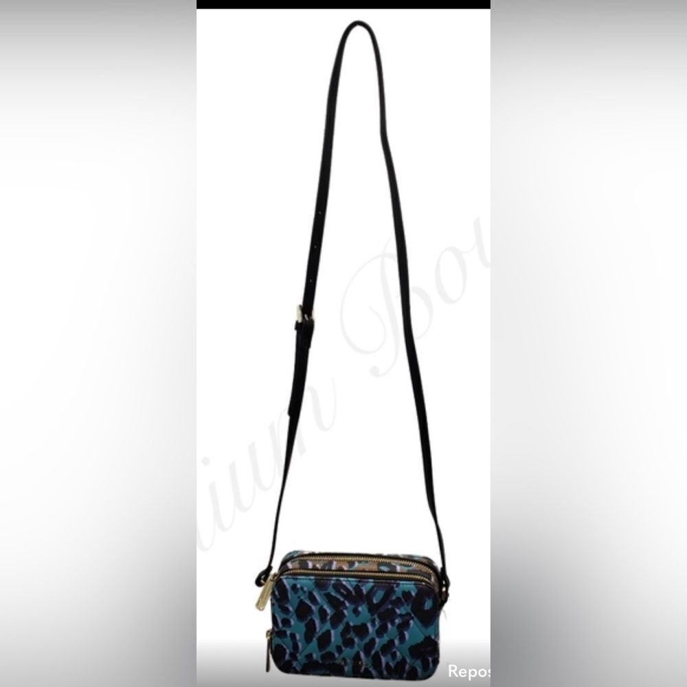 NWT TED BAKER LONDON Bag Crossbody Camera Olive Quiltt Leopard Faux Leather - Picture 6 of 12